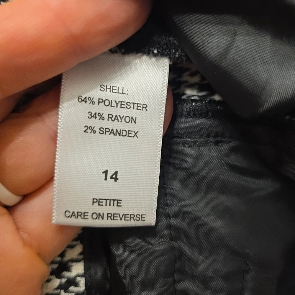 NEW 7th avenue Design Studio NY&CO Pants 14 Petite Black And White Checkered - Picture 7 of 8